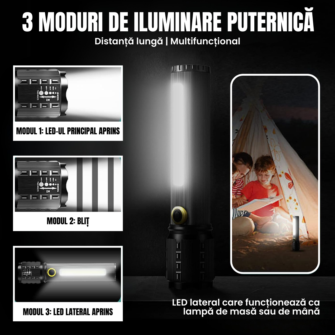 Kit Lanternă Tactică cu Laser GERMANĂ + Cutie + Baterie Extra Gratuită – TitanLux™
