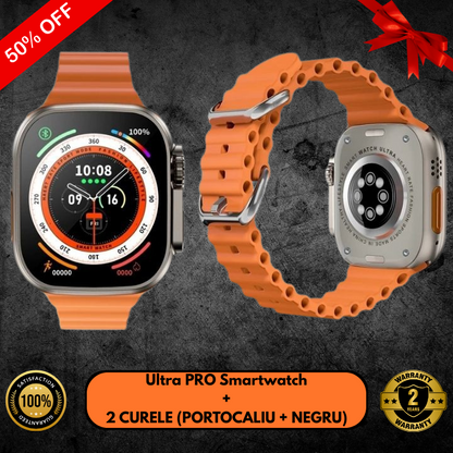 Ultra PRO Smartwatch™ cu 2 curele (portocaliu + negru)