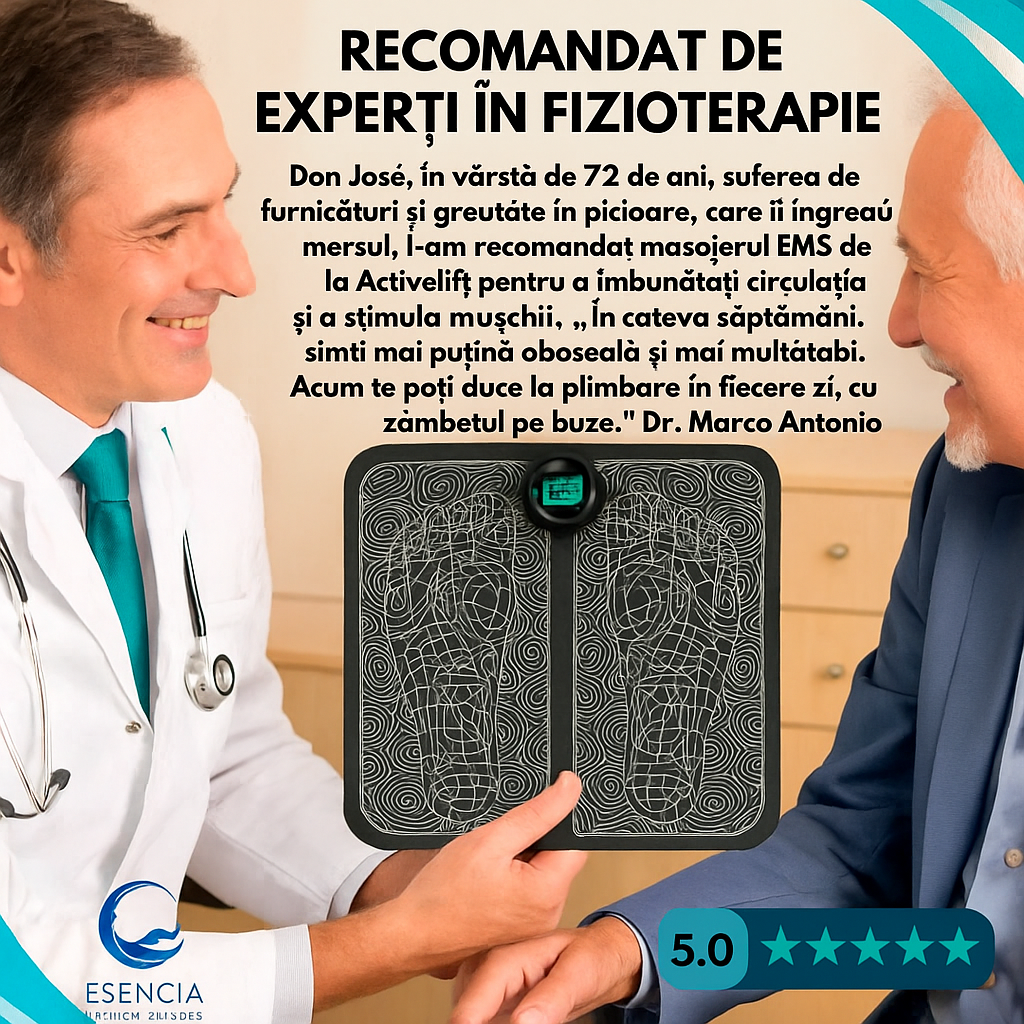 Masațiator pentru picioare EMS Footie® cu 8 moduri și 19 viteze