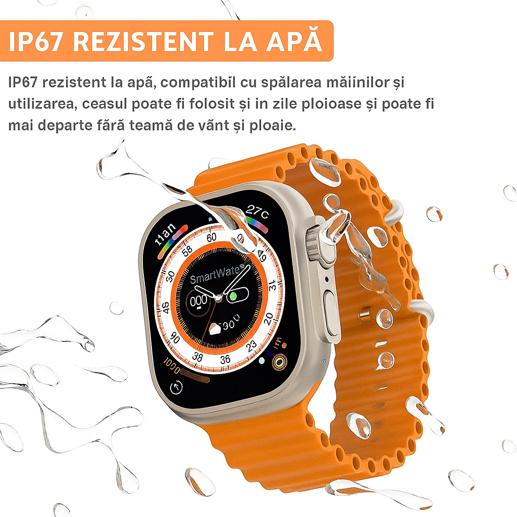 Ultra PRO Smartwatch™ cu 2 curele (portocaliu + negru)