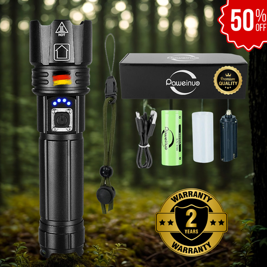 Kit Lanternă Tactică cu Laser GERMANĂ + Cutie + Baterie Extra Gratuită – SuperLux™