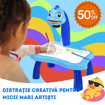 🎨 DrawTable |Kit complet – Măsuță pentru copii cu proiector LED + (12 markere GRATUITE) 🎨