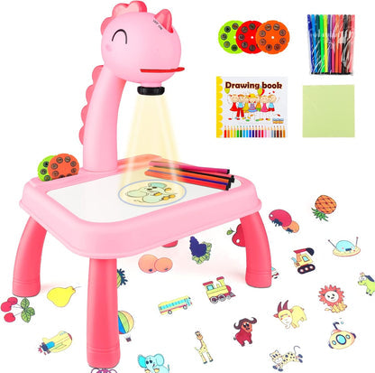 🎨 DrawTable |Kit complet – Măsuță pentru copii cu proiector LED + (12 markere GRATUITE) 🎨