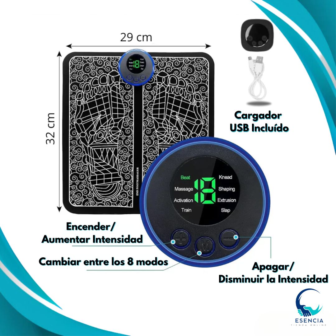 Masațiator pentru picioare EMS Footie® cu 8 moduri și 19 viteze